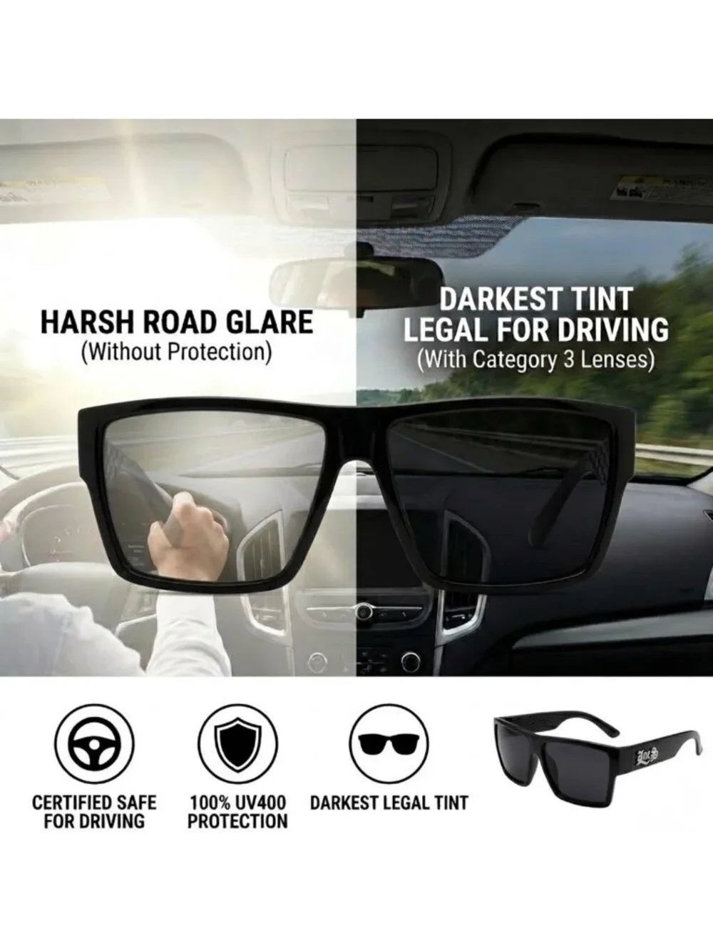 Stylish Square Sunglasses for Men - Hip Hop Cholo Look, UV Protection, Trendy